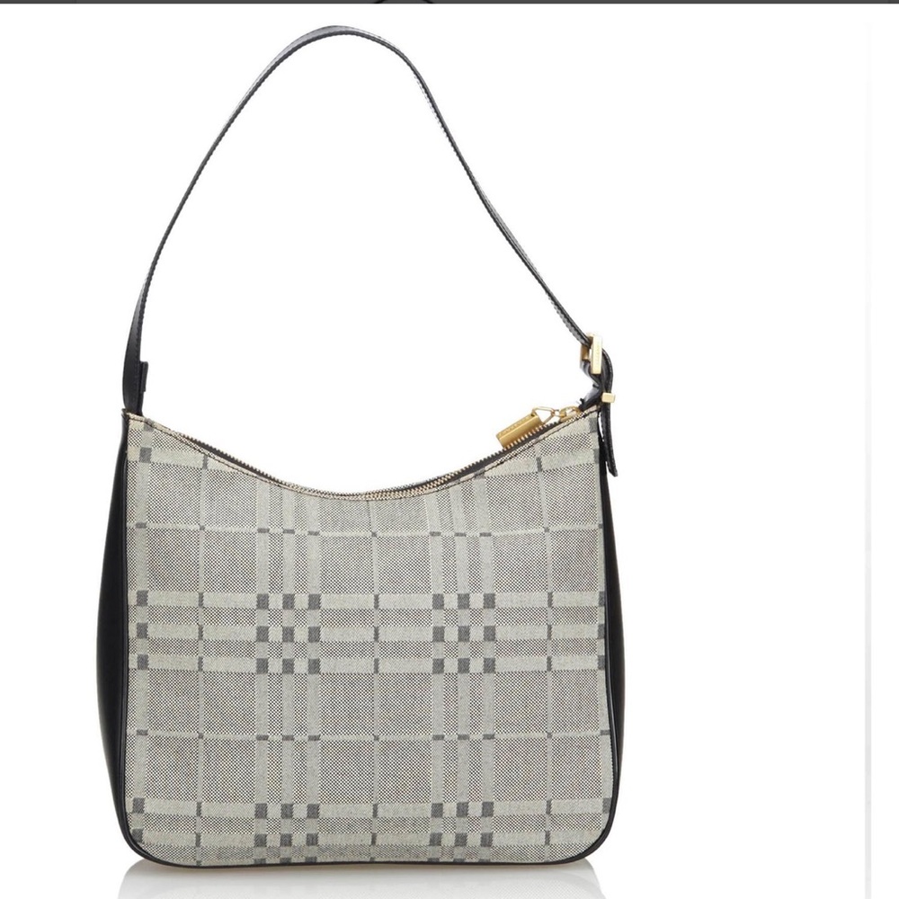 Burberry Gray Plaid Jacquard Shoulder Bag